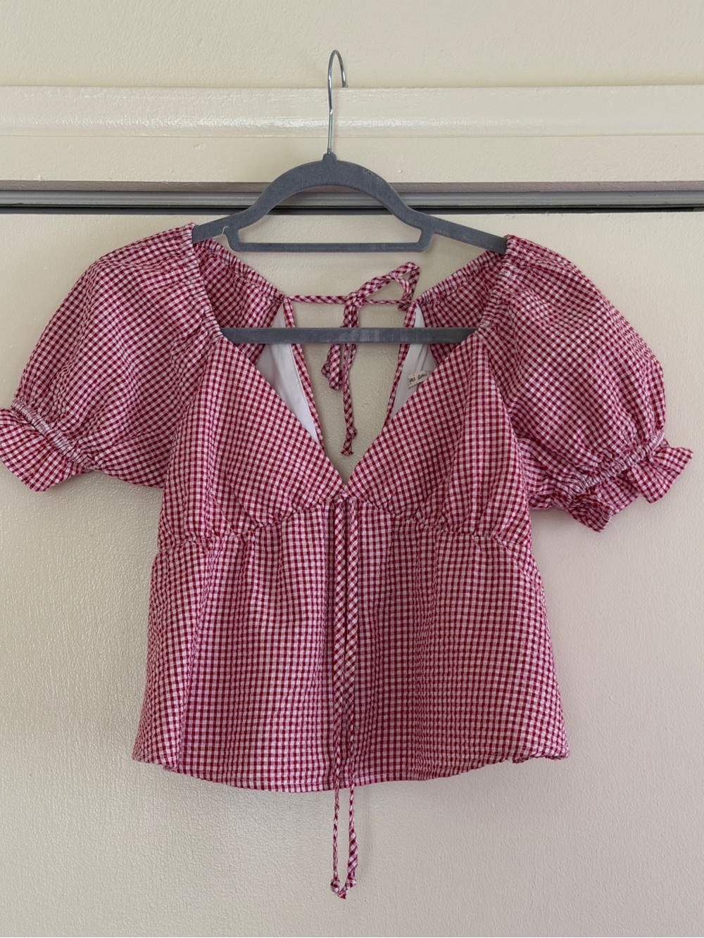 Mi Ami Red and White Gingham Top